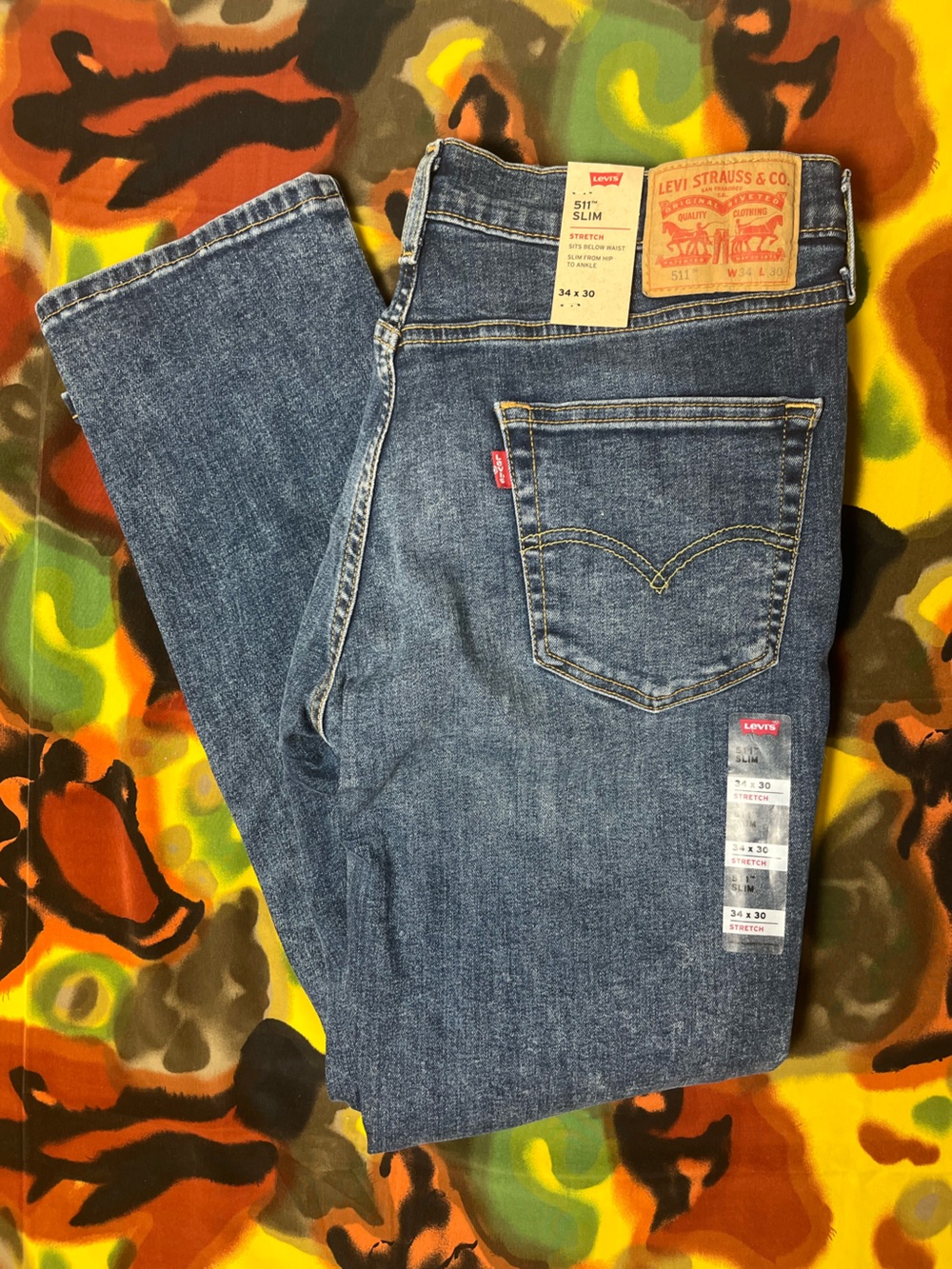 NWT Levi Jeans 5”11 Slim 34x30 Stretch Mens